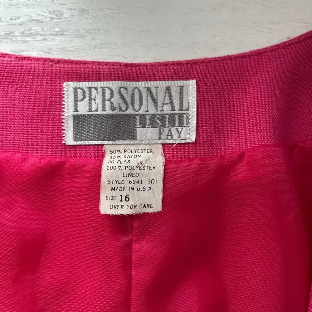 Vintage Leslie Fay Personal Pink Blazer Size 16
